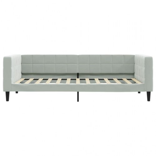Daybed 90x200 cm i velour - lysegrå sengeramme/sovesofa