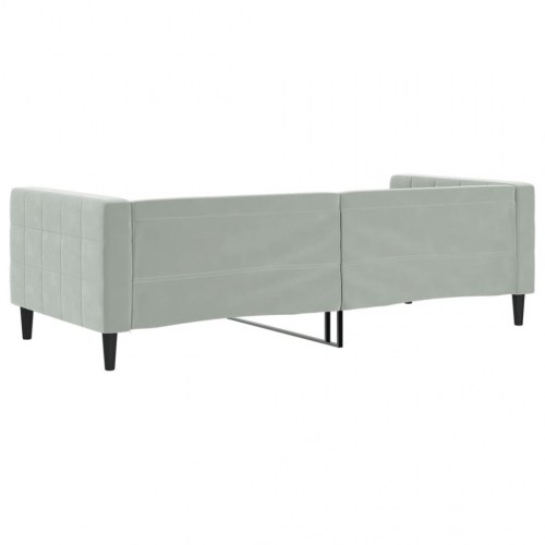 Daybed 90x200 cm i velour - lysegrå sengeramme/sovesofa