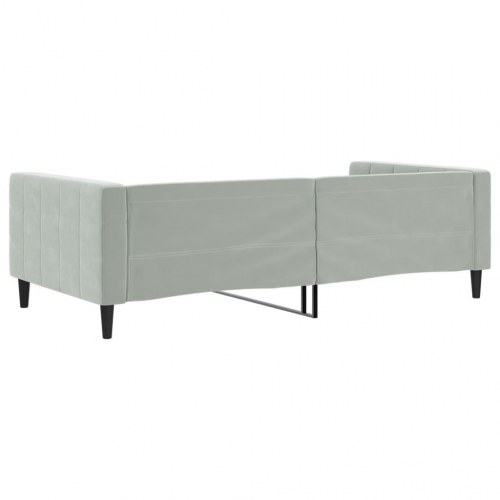 Daybed 100×200 cm i velour - lysegrå sengeramme/sovesofa