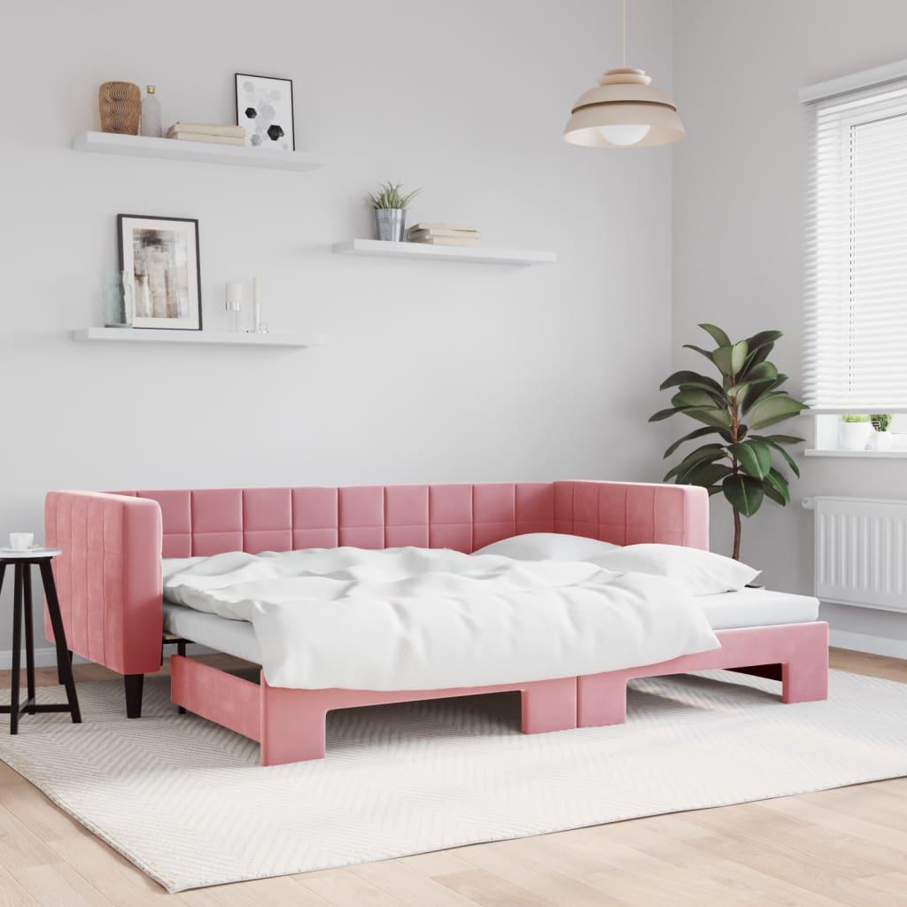 vidaXL daybed med udtræk 80x200 cm velour lyserød