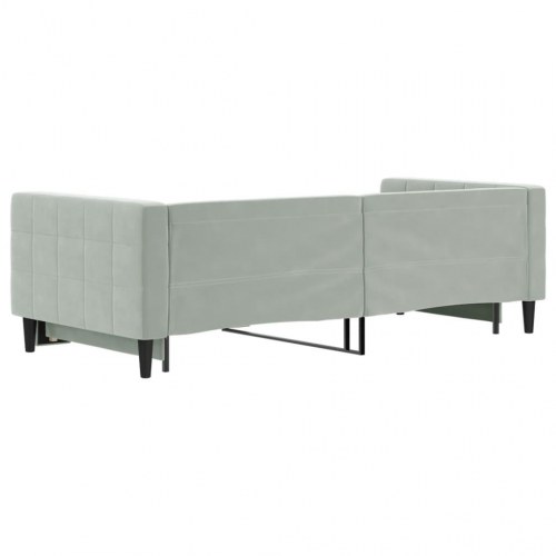 Dagseng med udtræk 90 x 200 cm velour - lysegrå