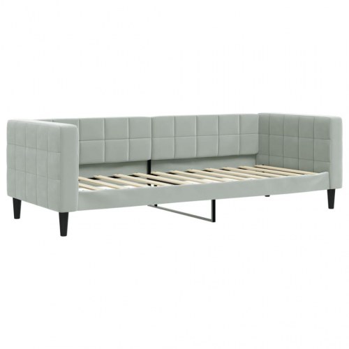 Dagseng med udtræk 90 x 200 cm velour - lysegrå