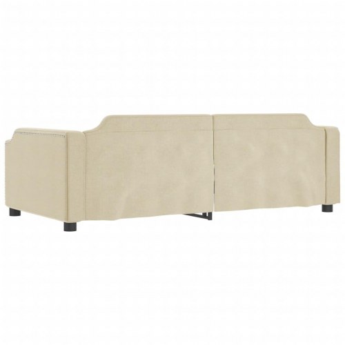 Daybed 90x200 cm i stof - cremefarvet sengeramme med armlæn