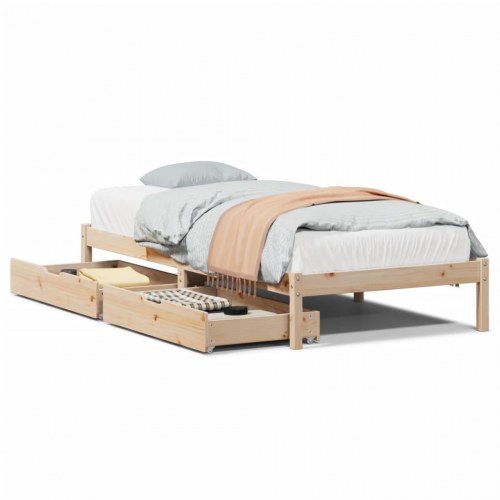 Sengeramme med skuffer 75x190 cm i massivt fyrretræ