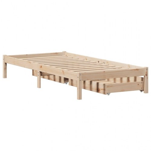 Sengeramme med skuffer 75x190 cm i massivt fyrretræ