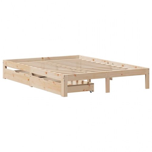 Sengeramme med skuffer 160×200 cm - massivt fyrretræ