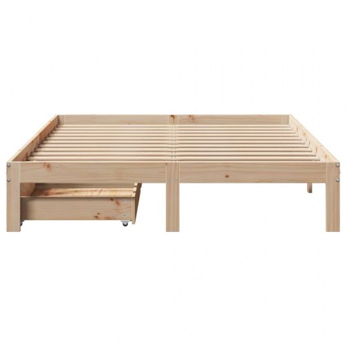Sengeramme med skuffer 160×200 cm - massivt fyrretræ