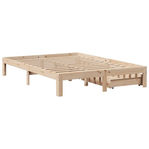 Sengeramme med skuffer 160×200 cm - massivt fyrretræ