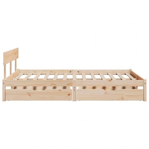 Sengeramme 120x200 cm i massivt fyrretræ med 2 skuffer