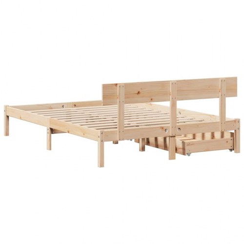 Sengeramme 120x200 cm i massivt fyrretræ med 2 skuffer