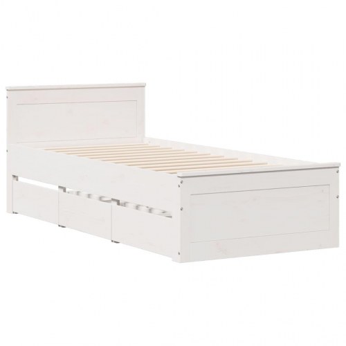 Sengeramme med sengegavl 75 x 190 cm i massivt fyrretræ - hvid