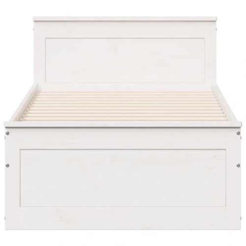 Sengeramme med sengegavl 75 x 190 cm i massivt fyrretræ - hvid