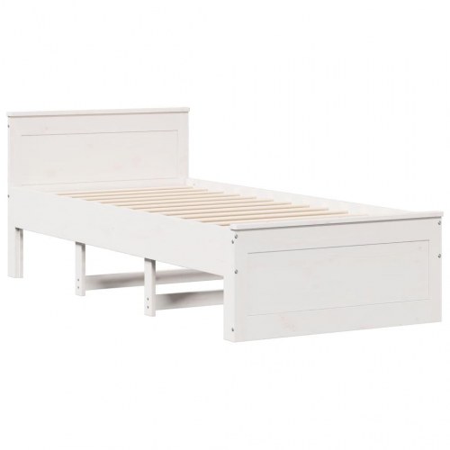 Sengeramme med sengegavl 75 x 190 cm i massivt fyrretræ - hvid