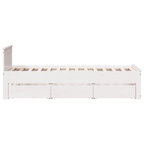 Sengeramme med sengegavl 75 x 190 cm i massivt fyrretræ - hvid