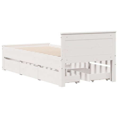 Sengeramme med sengegavl 75 x 190 cm i massivt fyrretræ - hvid