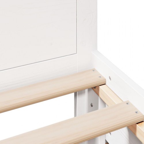 Sengeramme med sengegavl 75 x 190 cm i massivt fyrretræ - hvid