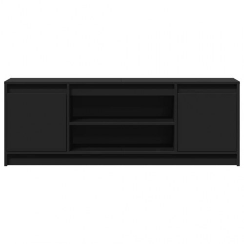 Tv-bord med LED-lys 139,5x34x50 cm konstrueret træ sort