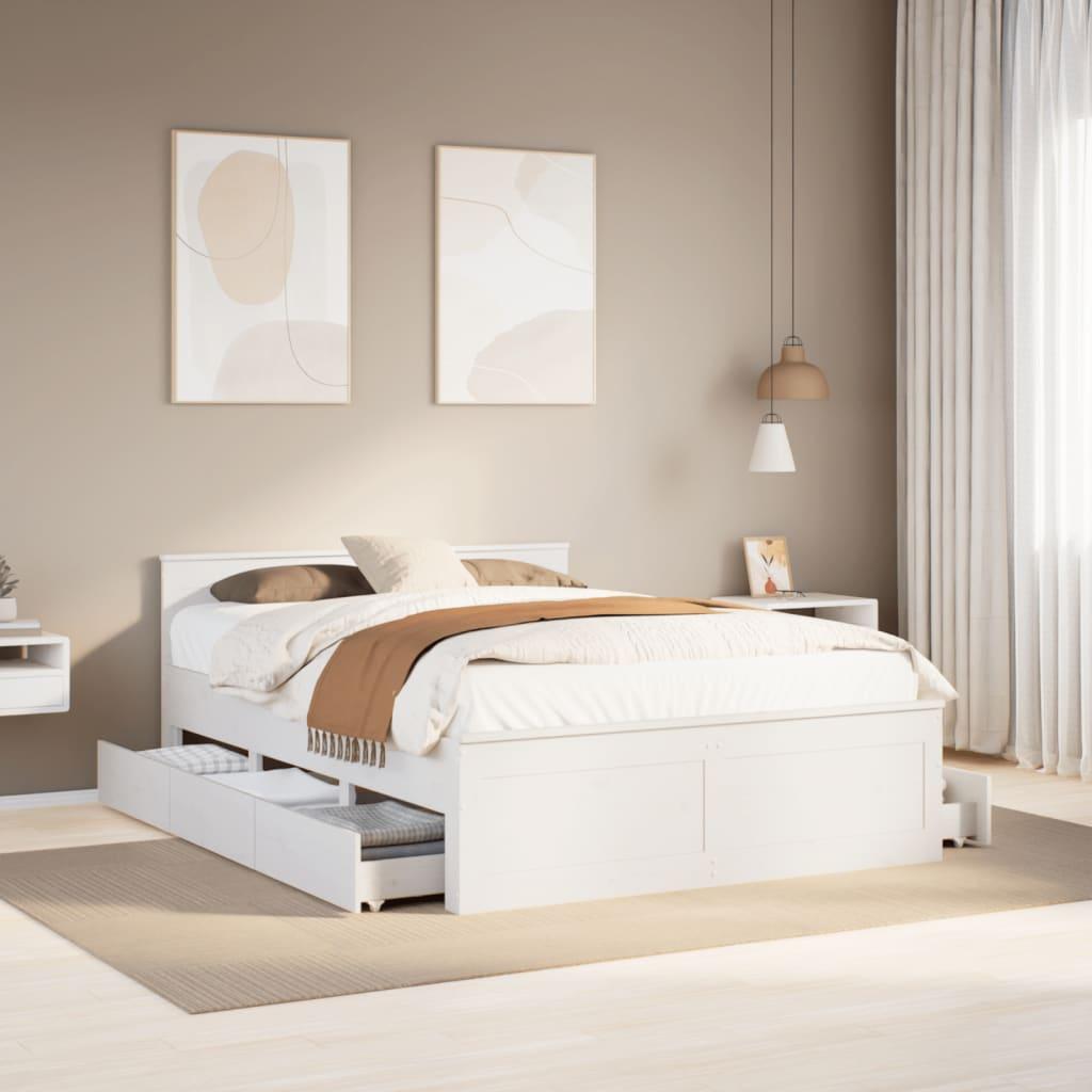 Sengeramme Sengegavl 140x190 Uden Madras Massivt Fyr Hvid