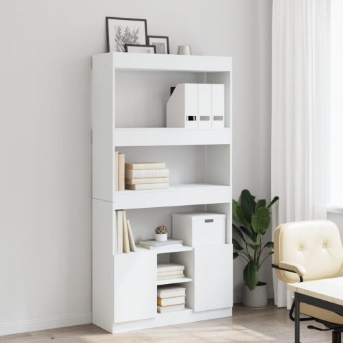 Reol med skab 92 x 33 x 180 cm - hvid