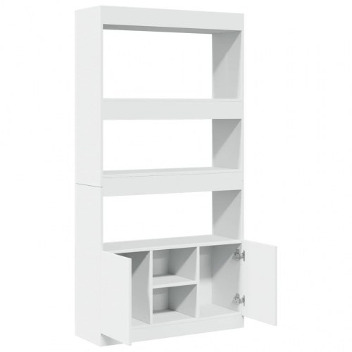 Reol med skab 92 x 33 x 180 cm - hvid
