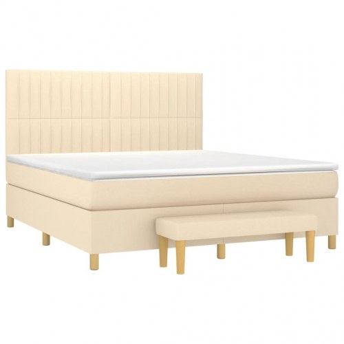 Kontinentalseng med madras 160×200 cm - stof, cremefarvet