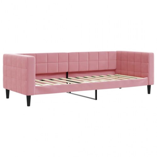 Daybed i velour 80×200 cm - lyserød sovesofa