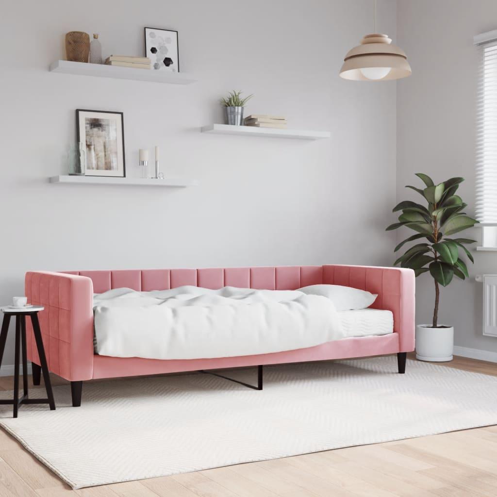 Daybed Velour Pink Lyserød - med madras / 80 x 200 cm