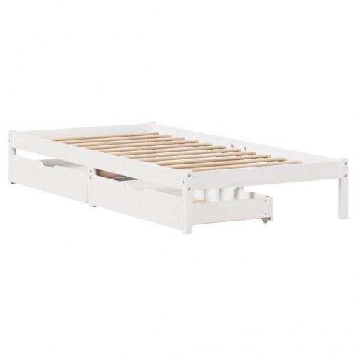 Sengeramme 90x200 cm med 2 skuffer - hvid