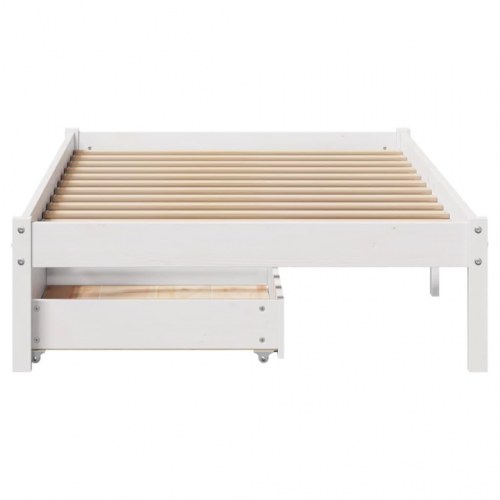 Sengeramme 90x200 cm med 2 skuffer - hvid