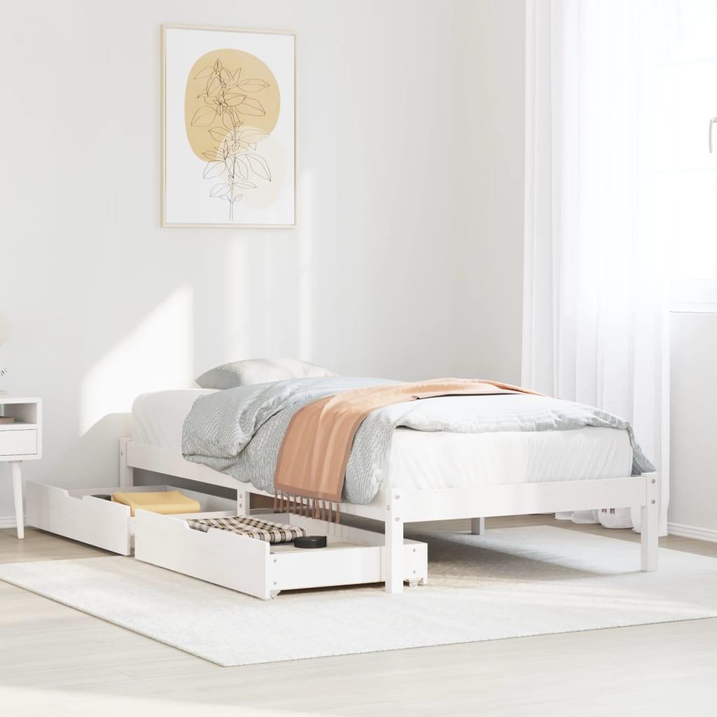 Sengeramme uden madras 100x200 cm massivt fyrretræ hvid