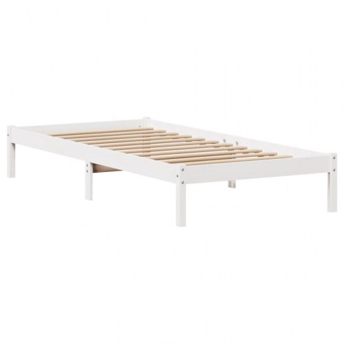 Sengeramme med 2 skuffer 100 x 200 cm i massivt fyrretræ - hvid
