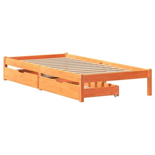 Sengeramme 100 x 200 cm med 2 skuffer - gyldenbrun