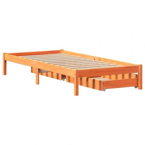 Sengeramme 100 x 200 cm med 2 skuffer - gyldenbrun