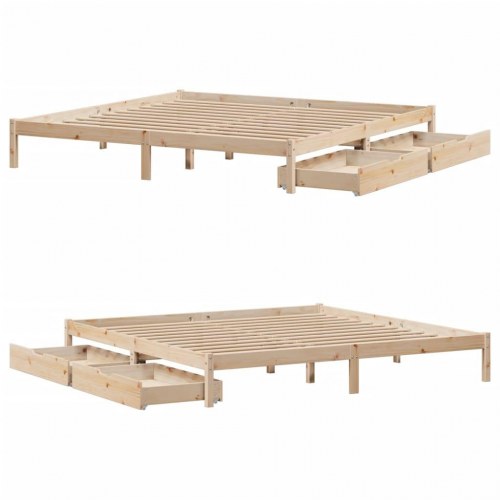 Sengeramme uden madras 200x200 cm massivt fyrretræ