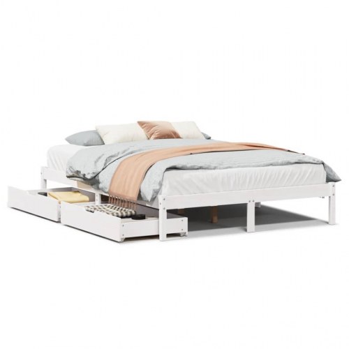 Sengeramme uden madras 120x190 cm massivt fyrretræ hvid