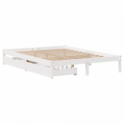 Sengeramme uden madras 120x190 cm massivt fyrretræ hvid