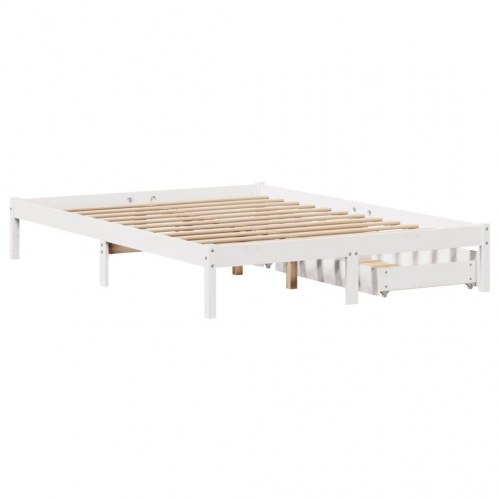 Sengeramme uden madras 120x190 cm massivt fyrretræ hvid