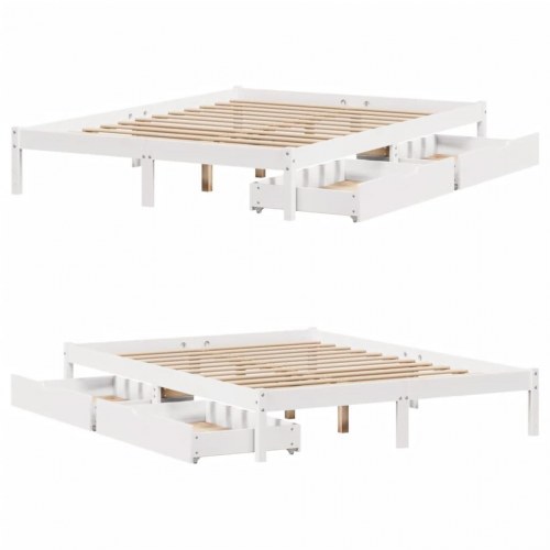 Sengeramme uden madras 120x190 cm massivt fyrretræ hvid