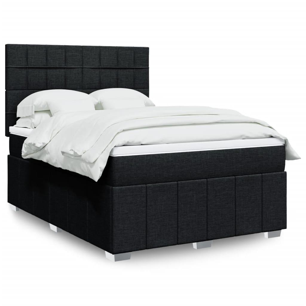 Kontinentalseng med LED og madras 140x190 cm - sort stof