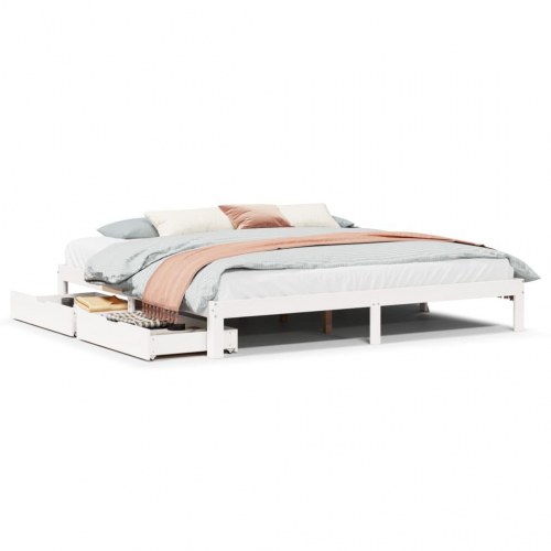 Sengeramme med 2 skuffer 180 x 200 cm - hvid