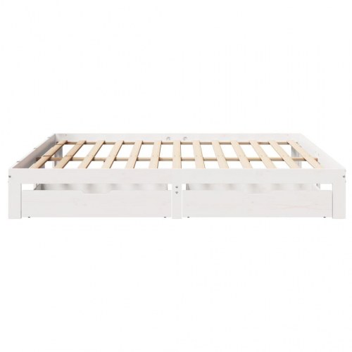 Sengeramme med 2 skuffer 180 x 200 cm - hvid