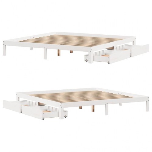 Sengeramme med 2 skuffer 180 x 200 cm - hvid
