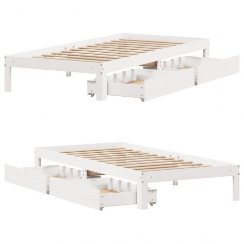 Sengeramme med 2 skuffer 90 x 200 cm - hvid