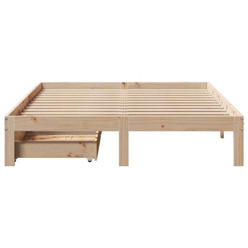 Sengeramme med skuffer 140x200 cm - massivt fyrretræ