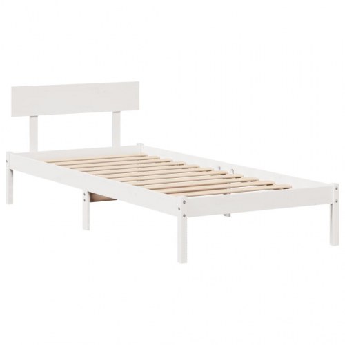 Sengeramme med 2 skuffer uden madras 75 x 190 cm i massivt fyrretræ - hvid