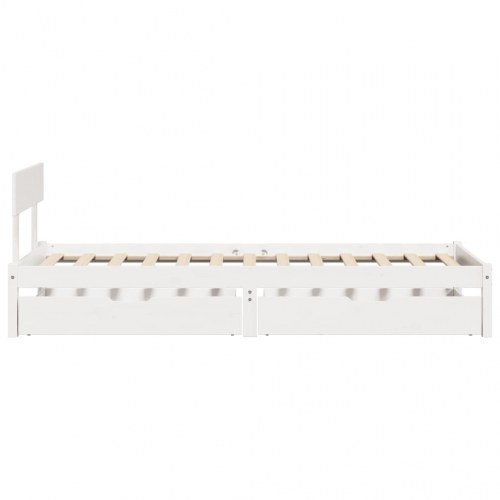 Sengeramme med 2 skuffer 90 x 190 cm massivt fyrretræ - hvid