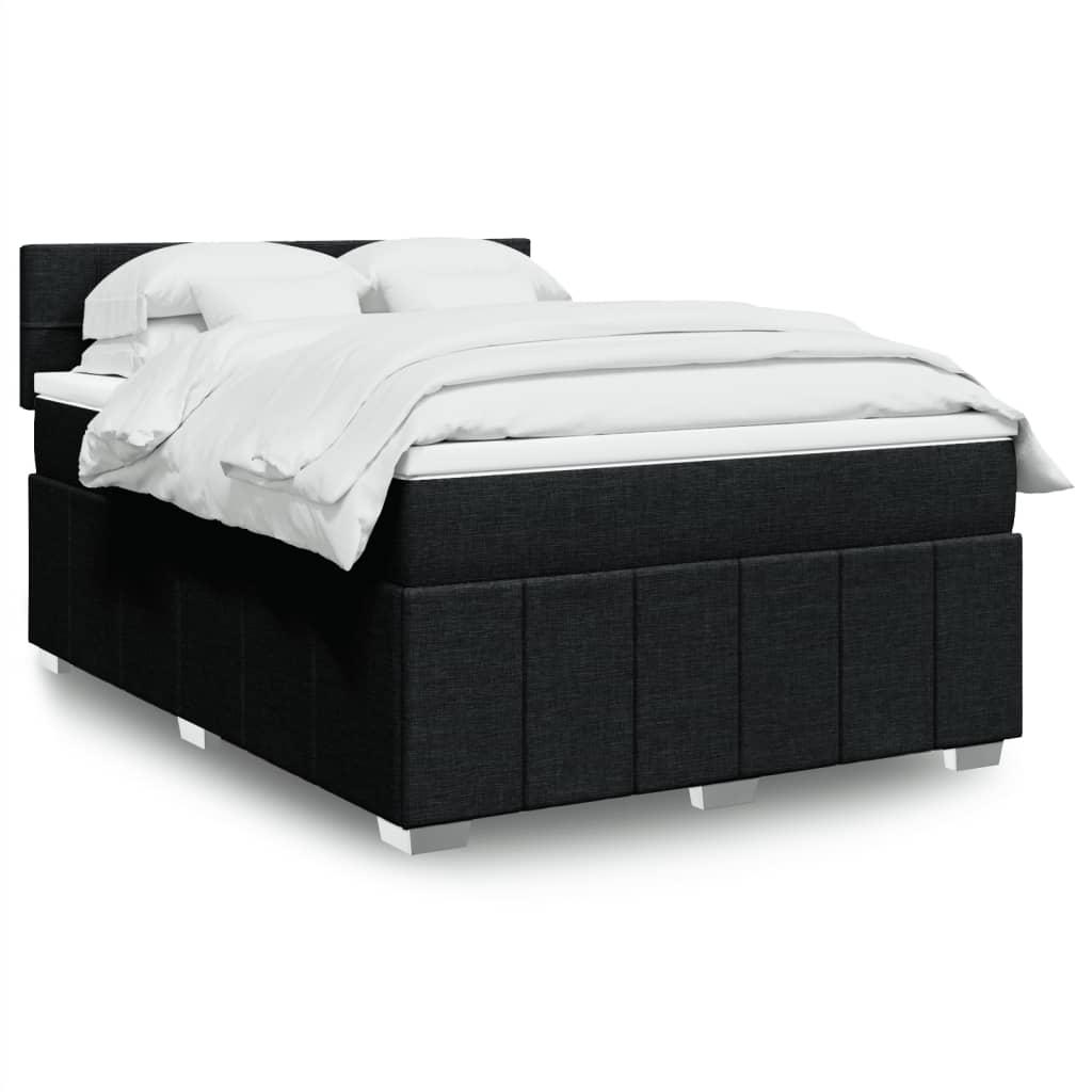 Kontinentalseng med madras og topmadras 140x190 cm - sort stof