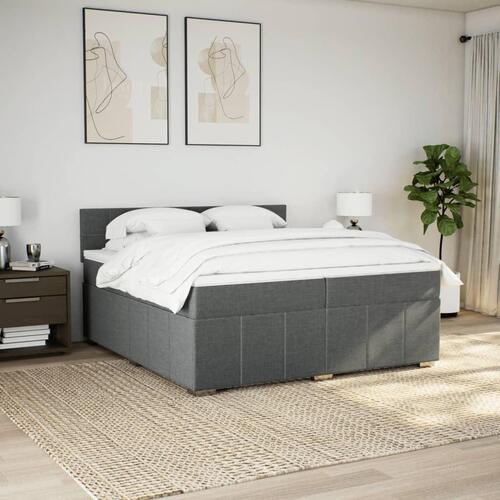 Kontinentalseng med madras 200x200 cm stof mørkegrå