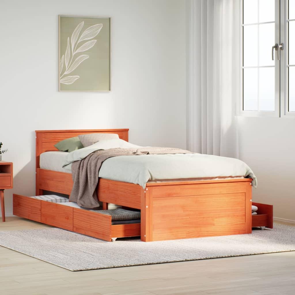 Sengeramme Sengegavl 90x190 Uden Madras Massivt Fyr Brun