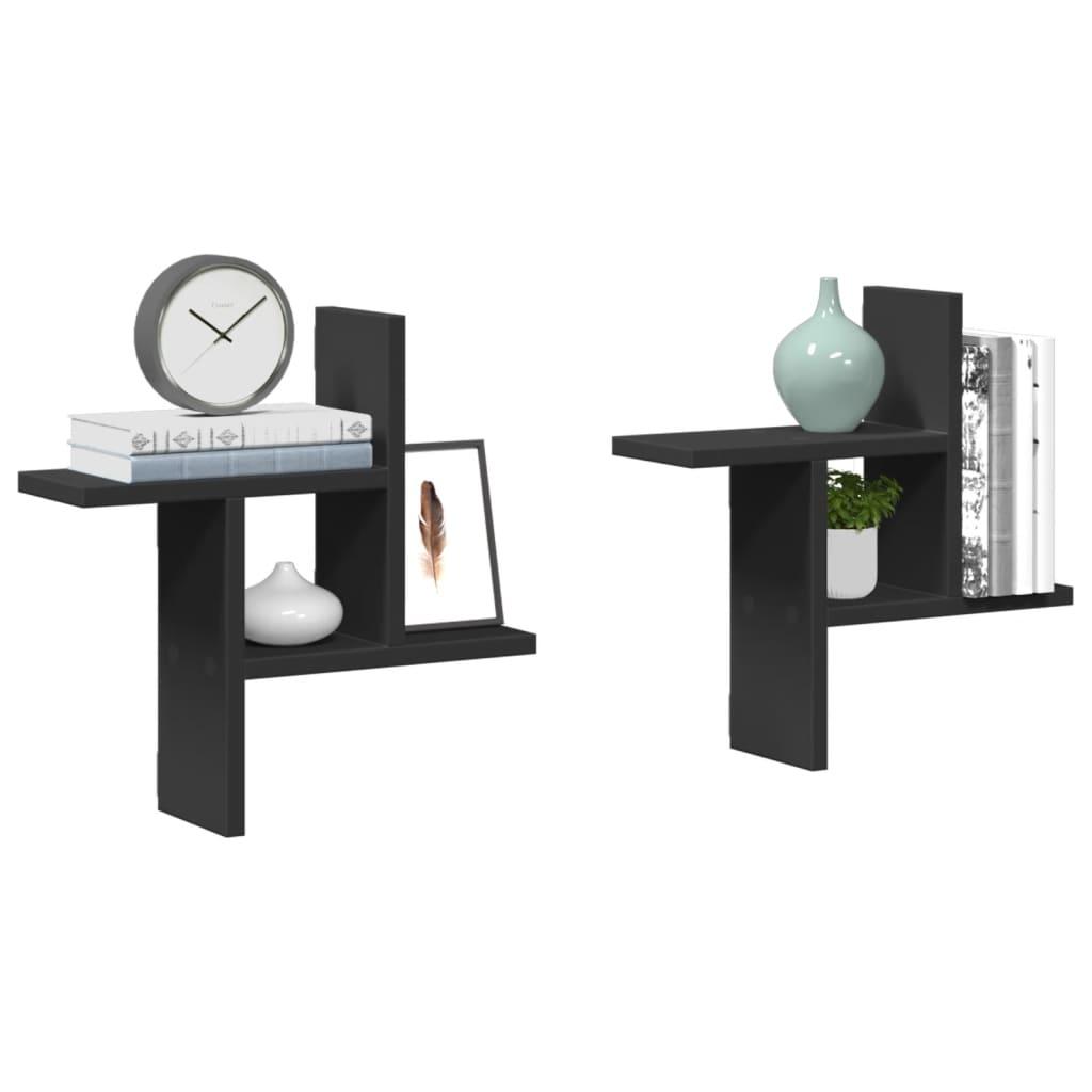 Væghylder Konstrueret Træ - Sort / 38 x 12 x 38 cm